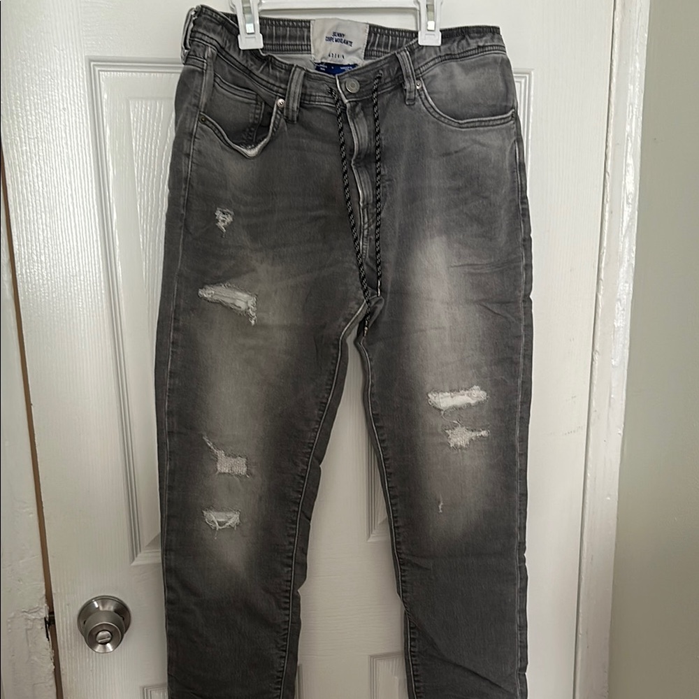 H&M Gray Relaxed Fit Jeans with Distressed Details
